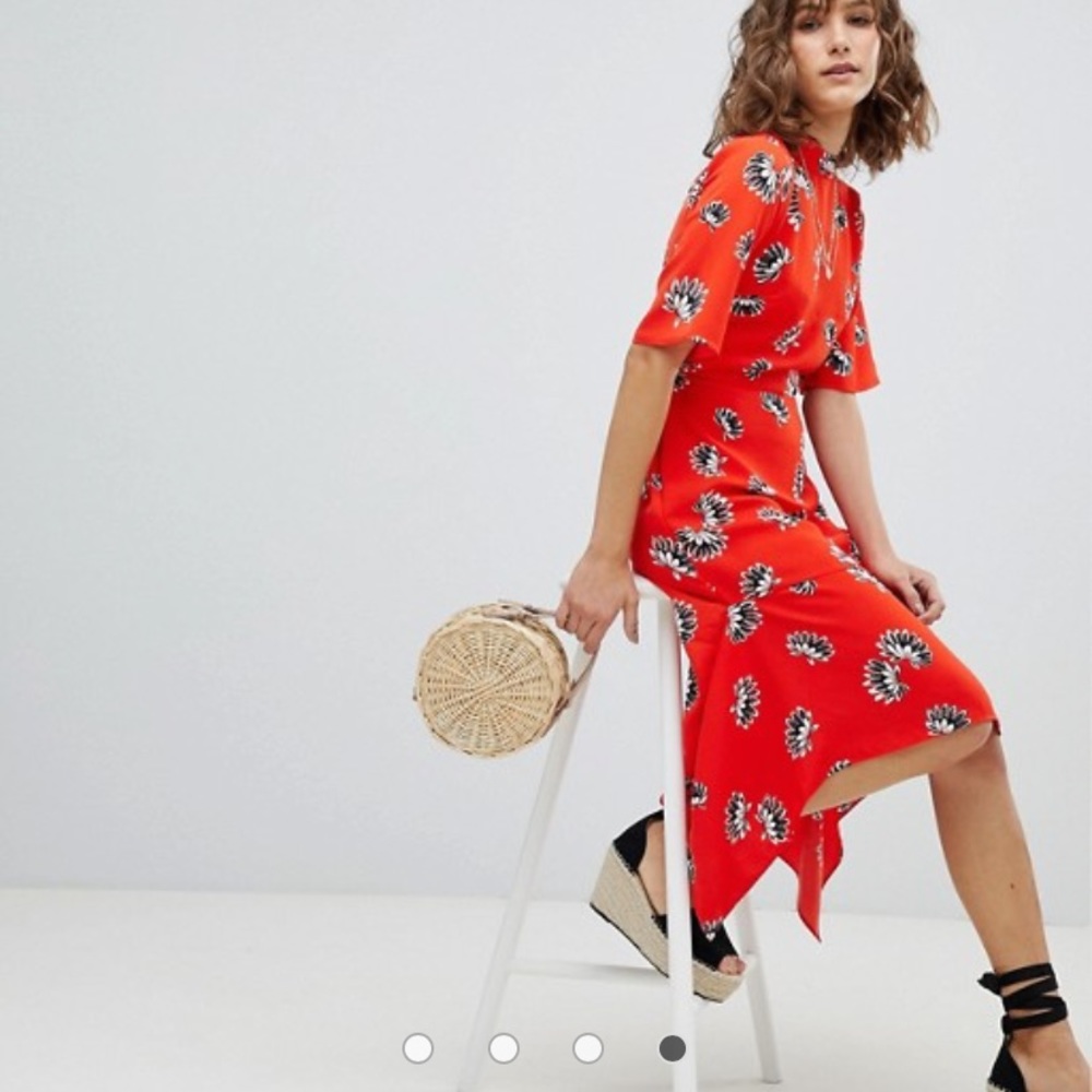 ASOS Warehouse Floral Open Back Midi Dress